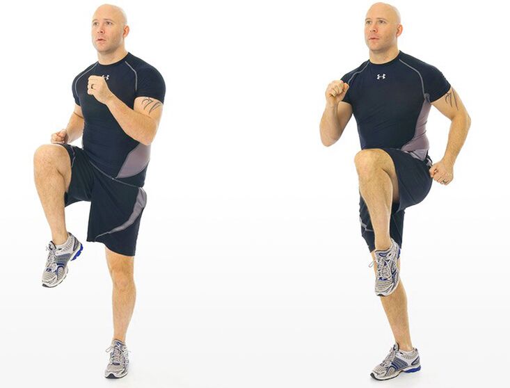 Effectively increases power by running in place with high knees