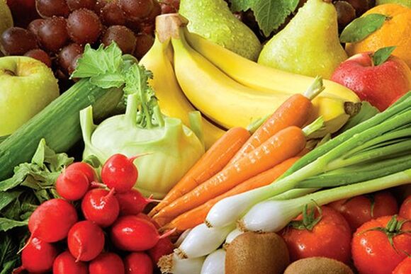 fresh vegetables and fruits to increase activity