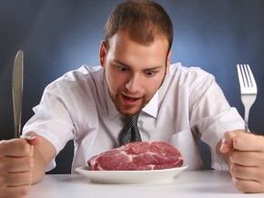 Meat in a man's diet to increase activity